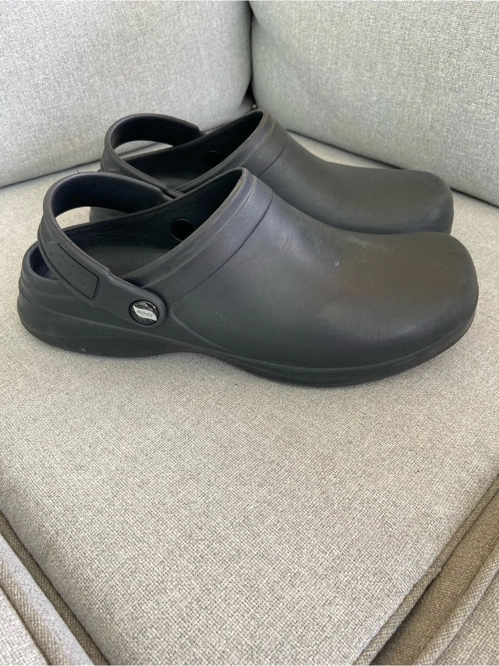 Skechers Men's Black Slip-On Clog Sandals with Heel Strap